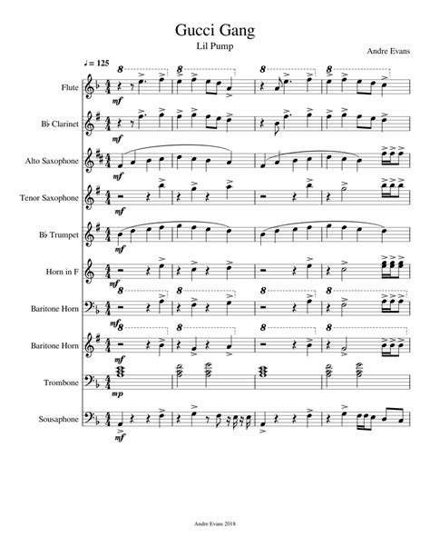 Gucci Gang Sheet music for Trombone, Flute, Oboe, Clarinet 